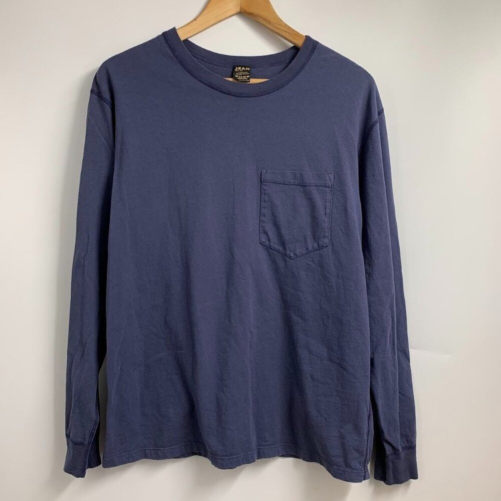 Jean Shop Men's Crew Neck 100% Cotton Long Sleeve Pocket T‎ Shirt Size M